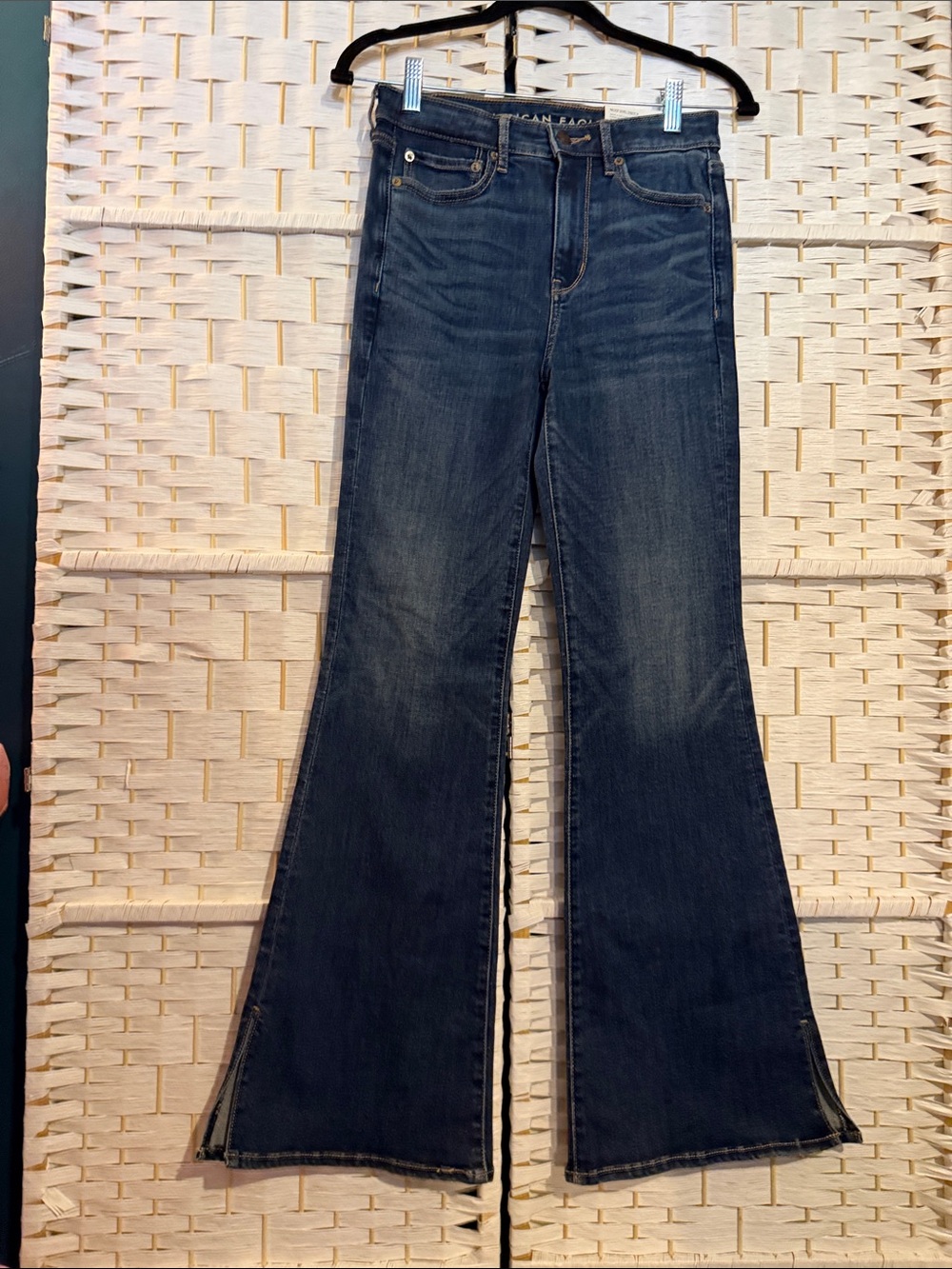 American Eagle Outfitters next level stretch, high rise Dark Blue Flare Jeans